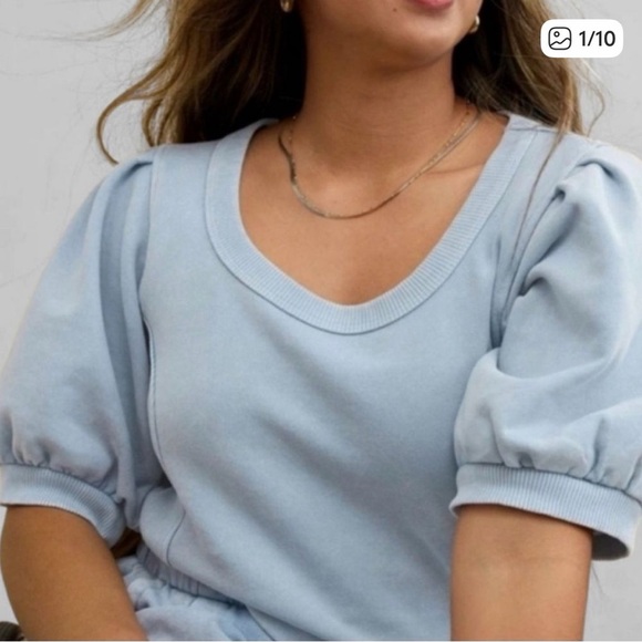 aerie Tops - Aerie Light Blue Puff Sleeve Cropped Sweatshirt XS Casual Loungewear Balletcore